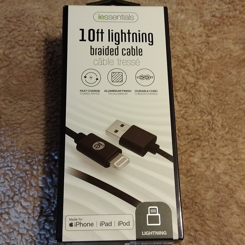 Iessentials 10Ft Lightning Braided Cable